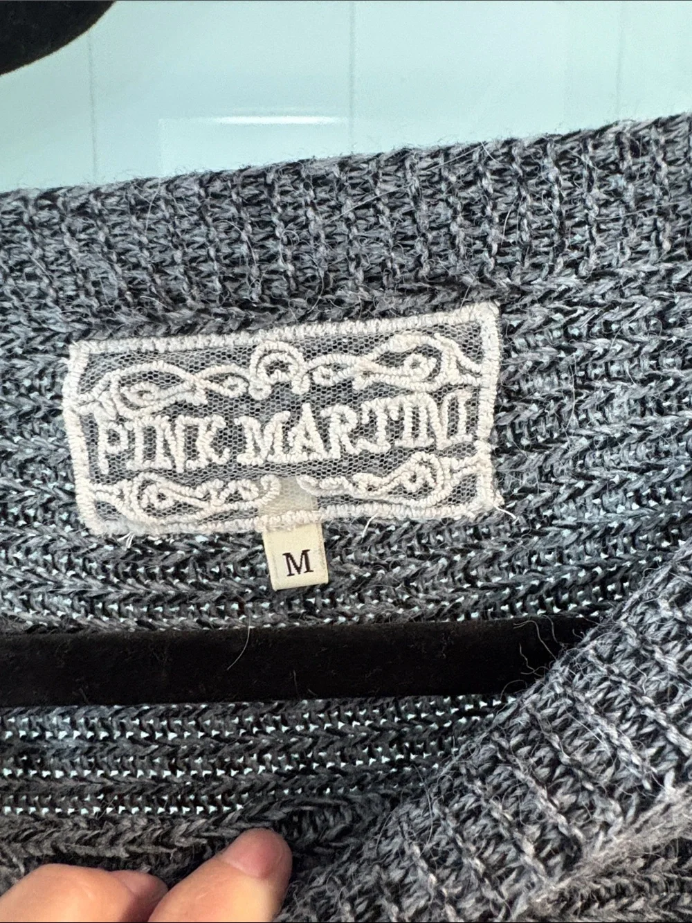 Dark Gray Pink Martini Sweater
